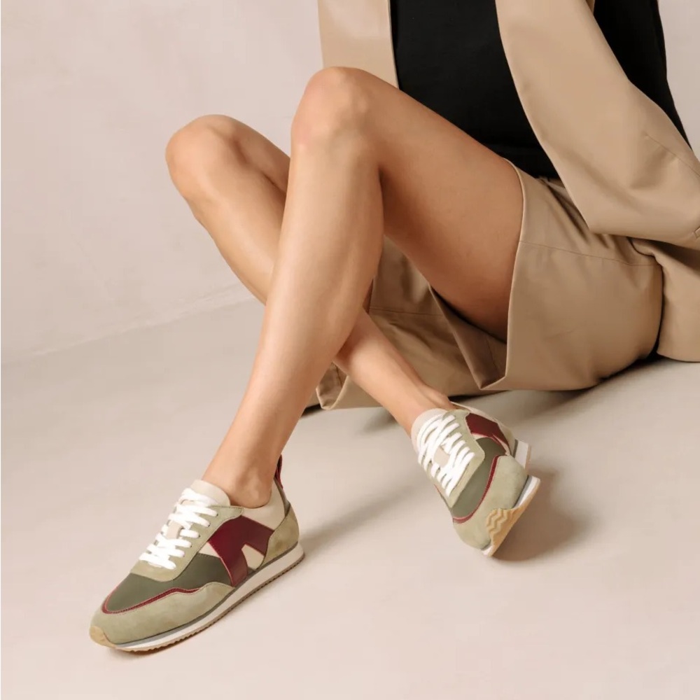 Anthropology/Alohas women’s dressed up sneakers in Olive and Burgundy